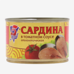 00-00023726 Canned fish "5 Морей" Sardine with tomato 250g