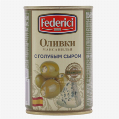 00-00064815 Оливки "Fdererici" с зеленым голубым сыром без косточек 300г