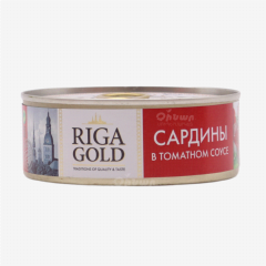 00-00024325  Պահածո ձկան «Riga Gold» Սարդինա տոմատի սոուսով բացիչով 240գ