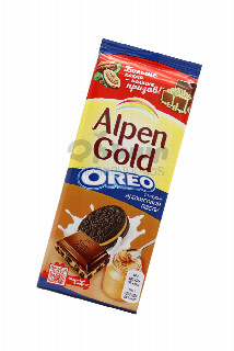 00-00012637 Շոկոլադե սալիկ «Alpen Gold» Oreo Գետնանուշի մածուկ  95գ 500 ուկրանիա  Կաթնային շոկոլադ գետնանուշի կրեմով և Oreo թխվածքաբլիթի կտորներով ;.jpg