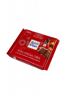 00-00012797   Շոկոլադե սալիկ «Ritter Sport» չամիչ, ընկույզ և ռոմ 100գ 800 գերմանիա  Շոկոլադե սալիկ ՝ Կաթնային շոկոլադ Ջամայկա ռոմով, չամիչով և ընկույզով։.jpg