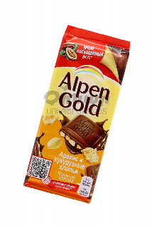 00-00031315 Շոկոլադե սալիկ «Alpen Gold» գետնանուշով և եգիպտացորենի փաթիլներով  90գ 340 ուկրանիա Կաթնային շոկոլադ՝ գետնանուշով և եգիպտացորենի փաթիլներով ;.jpg