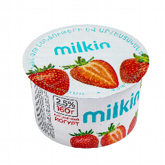 00-00068024   Յոգուրտ «Milkin» 2.5% ելակ առանց գլյուտեն 160գ