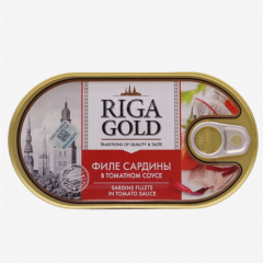 00-00055826 Պահածո ձկան «Riga Gold» ֆիլե սարդինայի  տոմատի սոուսի մեջ 190գ