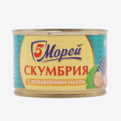 00-00023718 Canned fish "5 Морей" mackerel in natural oil 250g