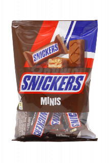 00-00007975  Շոկոլադե կոնֆետներ «Snickers Minis» 180գ 950 ռուսաստան  Շոկոլադե բատոն բոված գետնանուշով, նուգայով և կարամելով՝ պատված կաթնային շոկոլադով;.jpg