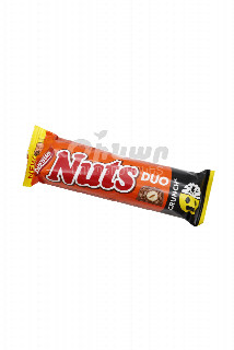 00-00047936 Շոկոլադե բատոն «Nestle Nuts Duo» պնդուկով, գետնանուշով 60գ 260 ռուսաստան  Շոկոլադե բատոն պնդուկով և գետնանուշով։.jpg