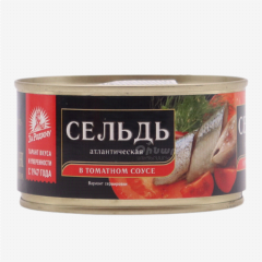 00-00054021 Canned fish "За Родину" herring with tomato sauce 185g