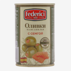 00-00062407 Оливки "Fdererici" с зеленым лососем 300г