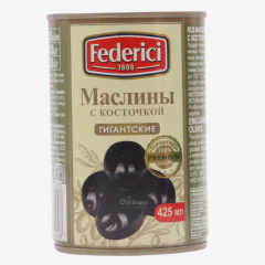 00-00060406 Оливки "Fdererici" с черной косточкой 420г