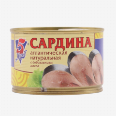 00-00023725 Canned fish "5 Морей" with sardine oil 250g